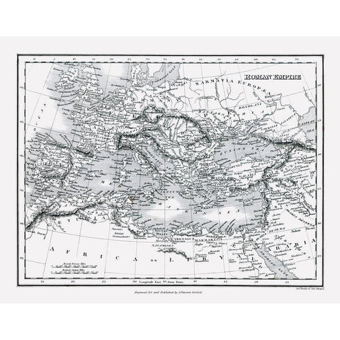 Europe Roman Empire - Oxford 1828 Black Modern Wood Framed Art Print by Oxford