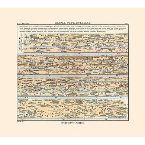 Europe Roman Empire Peutinger Table - Perthes 1896 Black Modern Wood Framed Art Print with Double Matting by Perthes