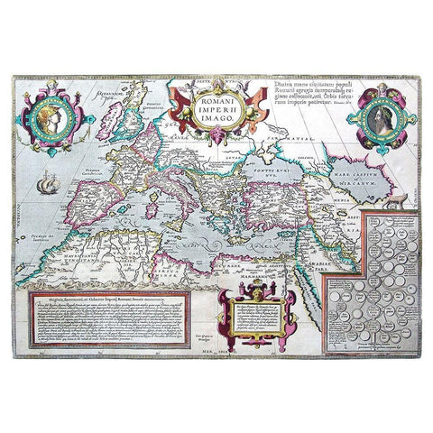 Europe Roman Empire - Ortelius 1570 Black Modern Wood Framed Art Print with Double Matting by Ortelius