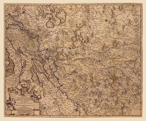 Rhine River Valley Germany - De Wit 1690 White Modern Wood Framed Art Print with Double Matting by De Wit