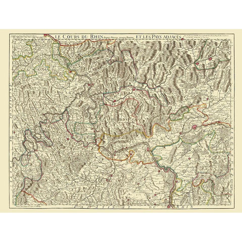 Rhine River Basin Germany - Covens 1787 Gold Ornate Wood Framed Art Print with Double Matting by Covens