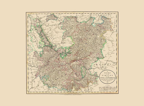 Upper Lower Rhine Germany - Cary 1799 Black Ornate Wood Framed Art Print with Double Matting by Cary