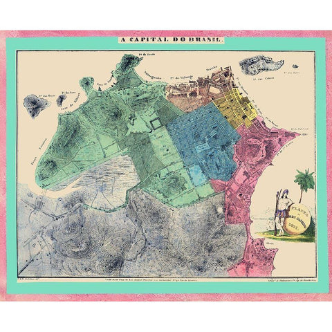 South America Rio de Janeiro Brazil Gold Ornate Wood Framed Art Print with Double Matting by Michellerie