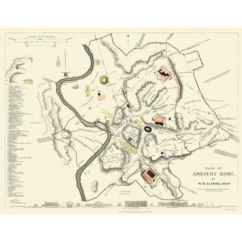 Ancient Rome Italy - Clarke 1830 Black Modern Wood Framed Art Print by Clarke