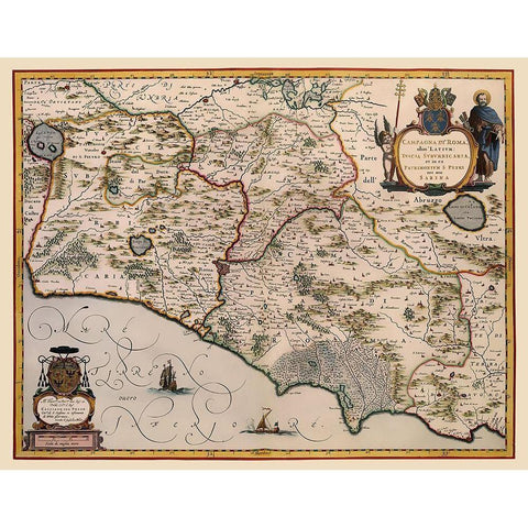 Rome Region Italy - Blaeu 1640 Black Modern Wood Framed Art Print by Blaeu