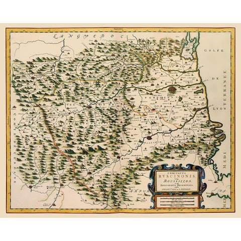 Roussillon France - Blaeu 1662 White Modern Wood Framed Art Print by Blaeu
