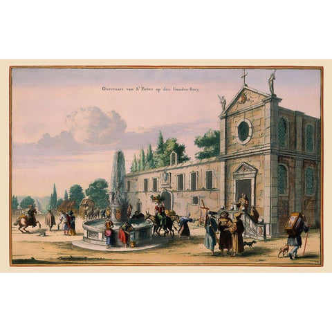 Rome Italy Picture - Visscher 1681 Gold Ornate Wood Framed Art Print with Double Matting by Visscher