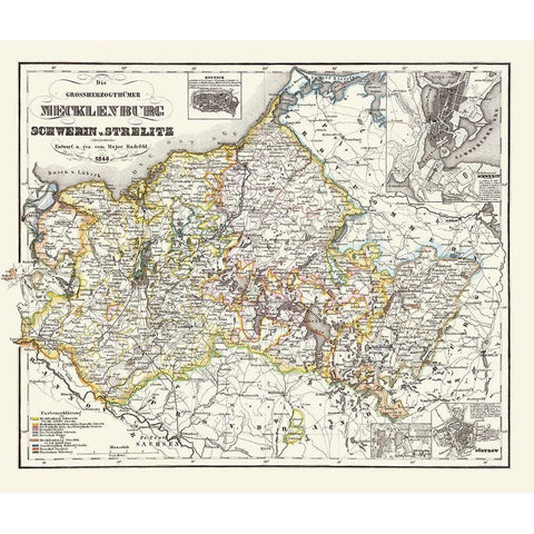 Rostock Schwerin Germany - Radefeld 1848 Gold Ornate Wood Framed Art Print with Double Matting by Radefeld