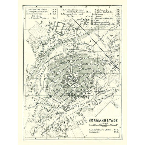 Sibiu Hermannstadt Romania - Baedeker 1896 Black Modern Wood Framed Art Print with Double Matting by Baedeker