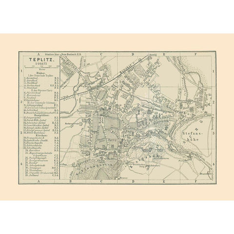 Teplitz Germany - Baedeker 1896 White Modern Wood Framed Art Print by Baedeker