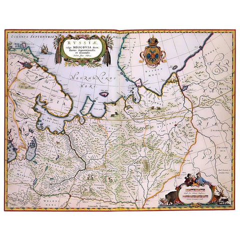 Moscovia Russia - Blaeu 1638 White Modern Wood Framed Art Print by Blaeu
