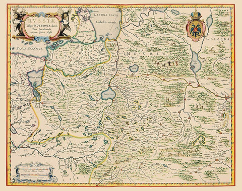 Europe Russia - Blaeu 1638 White Modern Wood Framed Art Print with Double Matting by Blaeu