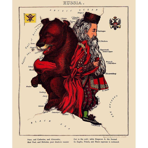 Russia - Lancaster 1869 Black Modern Wood Framed Art Print with Double Matting by Lancaster