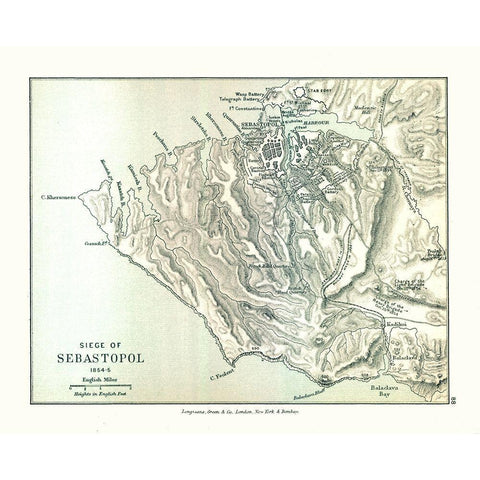 Siege of Sevastopol 1854 Russia - Gardiner 1902 Gold Ornate Wood Framed Art Print with Double Matting by Gardiner