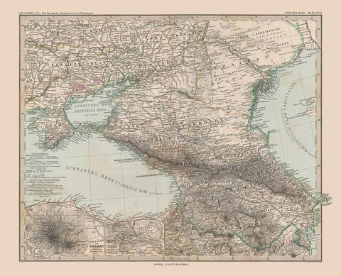 South Central Russia Europe - Stieler 1885 White Modern Wood Framed Art Print with Double Matting by Stieler