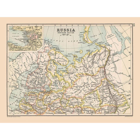 Northwestern Russia - Bartholomew 1892 White Modern Wood Framed Art Print by Bartholomew