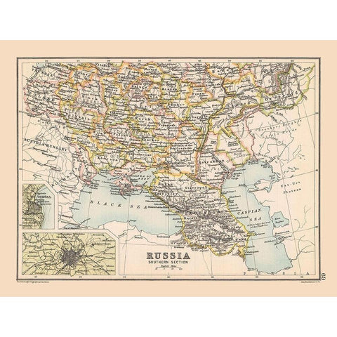 Southwest Russia - Bartholomew 1892 White Modern Wood Framed Art Print by Bartholomew