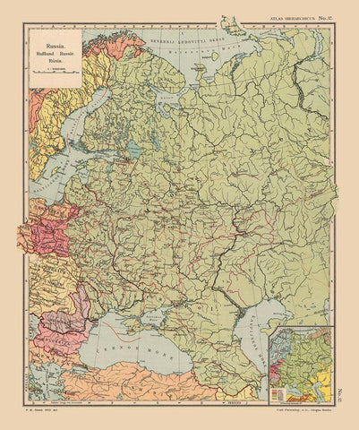 Russia - Streit 1913 White Modern Wood Framed Art Print with Double Matting by Streit