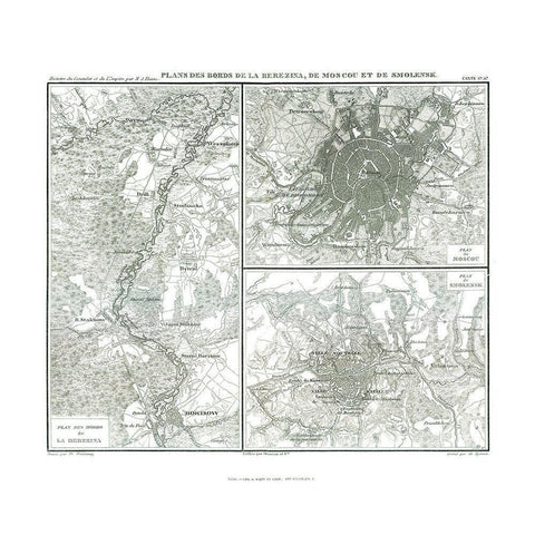 Berezina Moscou Smolensk Russia - Thiers 1866 White Modern Wood Framed Art Print by Thiers