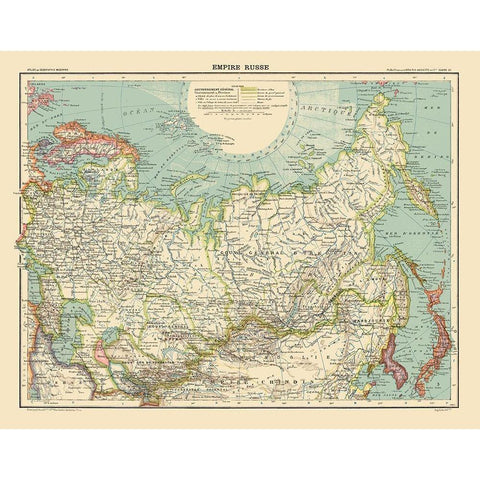 Asia Russian Empire Russia - Schrader 1908 White Modern Wood Framed Art Print by Schrader