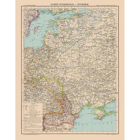 Europe Western Russia Romania - Schrader 1908 White Modern Wood Framed Art Print by Schrader