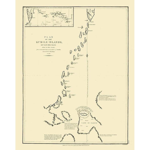 Asia Kurile Islands Russia - Lesseps 1788 Gold Ornate Wood Framed Art Print with Double Matting by Lesseps