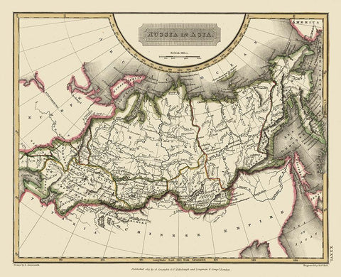 Asia Russia - Constable 1817 White Modern Wood Framed Art Print with Double Matting by Constable