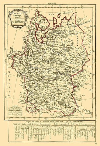 Russia in Europe - Delamarche 1800 Black Ornate Wood Framed Art Print with Double Matting by Delamarche