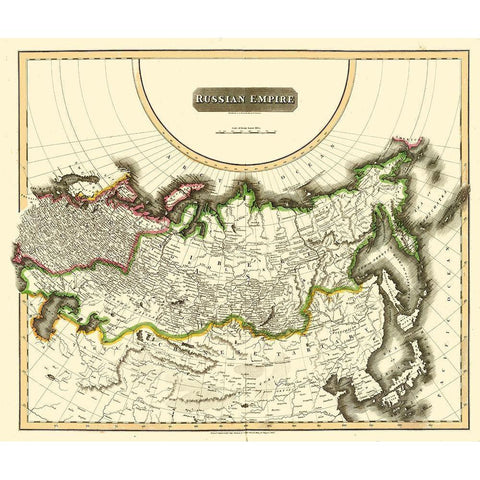 Russian Empire Asia Russia - Thomson 1814 Black Modern Wood Framed Art Print with Double Matting by Thomson