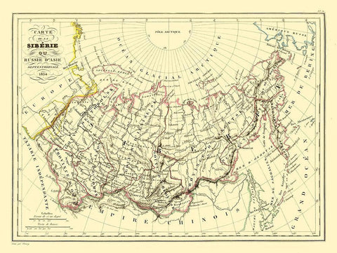 Siberia Russia Asia - Thierry 1834 Black Ornate Wood Framed Art Print with Double Matting by Thierry