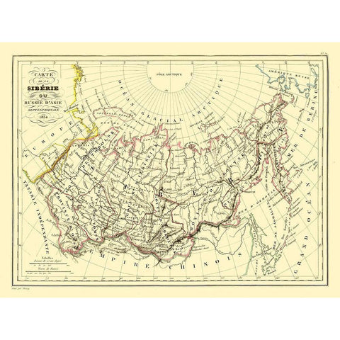 Siberia Russia Asia - Thierry 1834 Black Modern Wood Framed Art Print with Double Matting by Thierry