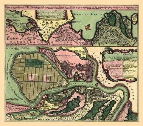 Saint Petersburg Russia Europe - Seutter Black Ornate Wood Framed Art Print with Double Matting by Seutter