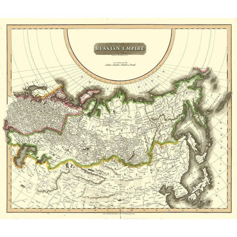 Russian Asia Empire Russia - Thomson 1814 Black Modern Wood Framed Art Print with Double Matting by Thomson