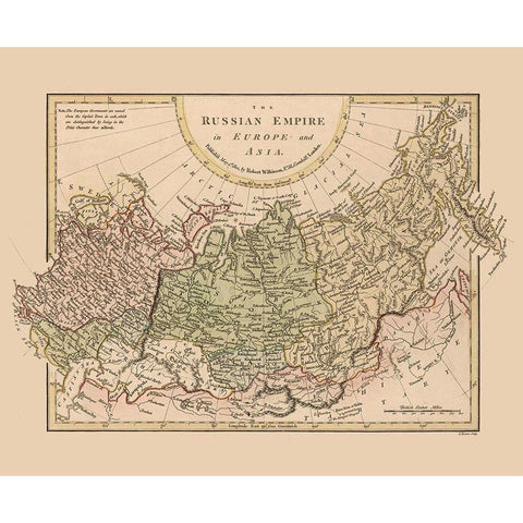 Russian Empire Europe Asia Russia - Wilkinson 1801 White Modern Wood Framed Art Print by Wilkinson