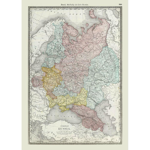 European Russia - Rand McNally 1889 Gold Ornate Wood Framed Art Print with Double Matting by Rand McNally