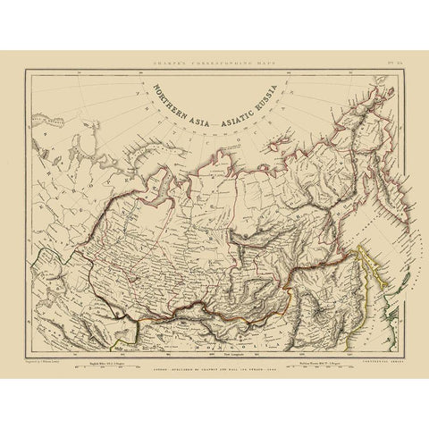 Asiatic Russia Northern Asia - Sharpe 1848 White Modern Wood Framed Art Print by Sharpe