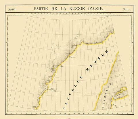 Novaya Zemlya Russia Asia - Vandermaelen 1827 White Modern Wood Framed Art Print with Double Matting by Vandermaelen