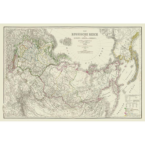 Russian Empire in Europe Asia America Russia White Modern Wood Framed Art Print by Kiepert