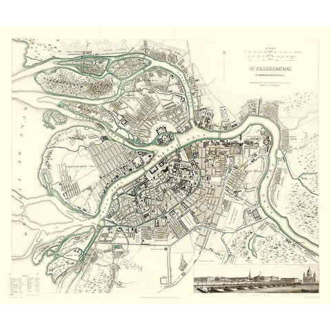 Saint Petersburg Russia Europe - Baldwin 1834 Gold Ornate Wood Framed Art Print with Double Matting by Baldwin