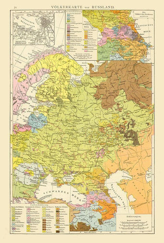 Russia - Andree 1881 Black Ornate Wood Framed Art Print with Double Matting by Andree