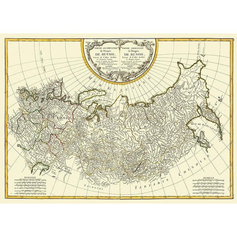 Russian Empire Europe Asia Russia - Bonne 1785 White Modern Wood Framed Art Print by Bonne