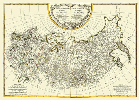 Russian Empire Europe Asia Russia - Bonne 1785 White Modern Wood Framed Art Print with Double Matting by Bonne