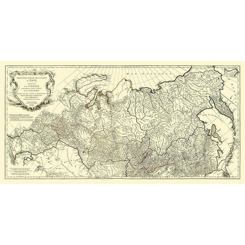 Siberia Russia Asia Tartary - DAnville 1753 Black Modern Wood Framed Art Print with Double Matting by D''Anville