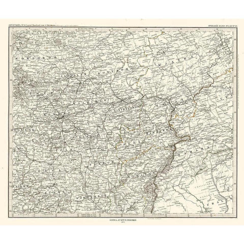 Europe Central Russia - Perthes 1873 Black Modern Wood Framed Art Print by Perthes