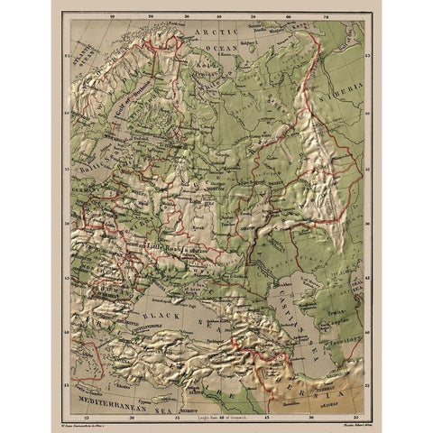 Eastern Europe Relief Russia - Swan 1880 White Modern Wood Framed Art Print by Swan