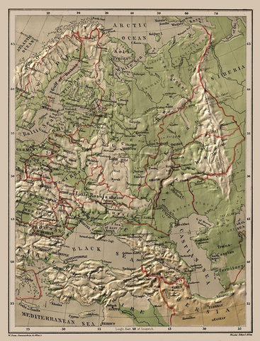 Eastern Europe Relief Russia - Swan 1880 Black Ornate Wood Framed Art Print with Double Matting by Swan