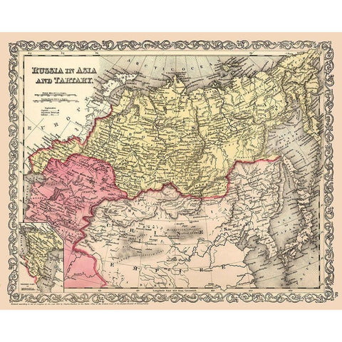 Asia Tartary Russia Mongolia - Desilver 1856 White Modern Wood Framed Art Print by Desilver