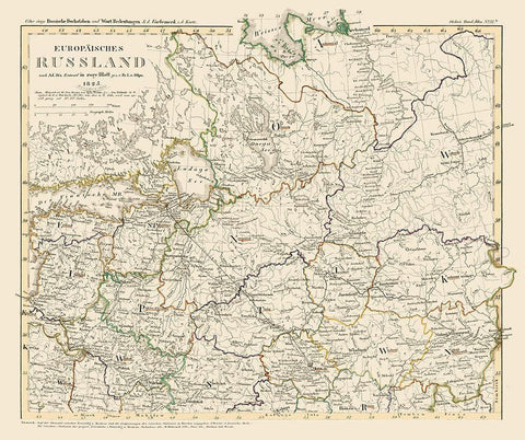 Europe Russia - Stieler 1850 Black Ornate Wood Framed Art Print with Double Matting by Stieler