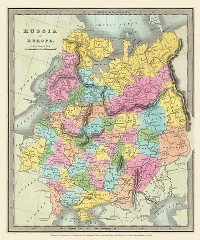 Europe Russia - Illman 1834 White Modern Wood Framed Art Print with Double Matting by Illman