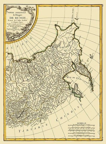 Eastern Russian Empire Russia - Bonne 1785 White Modern Wood Framed Art Print with Double Matting by Bonne